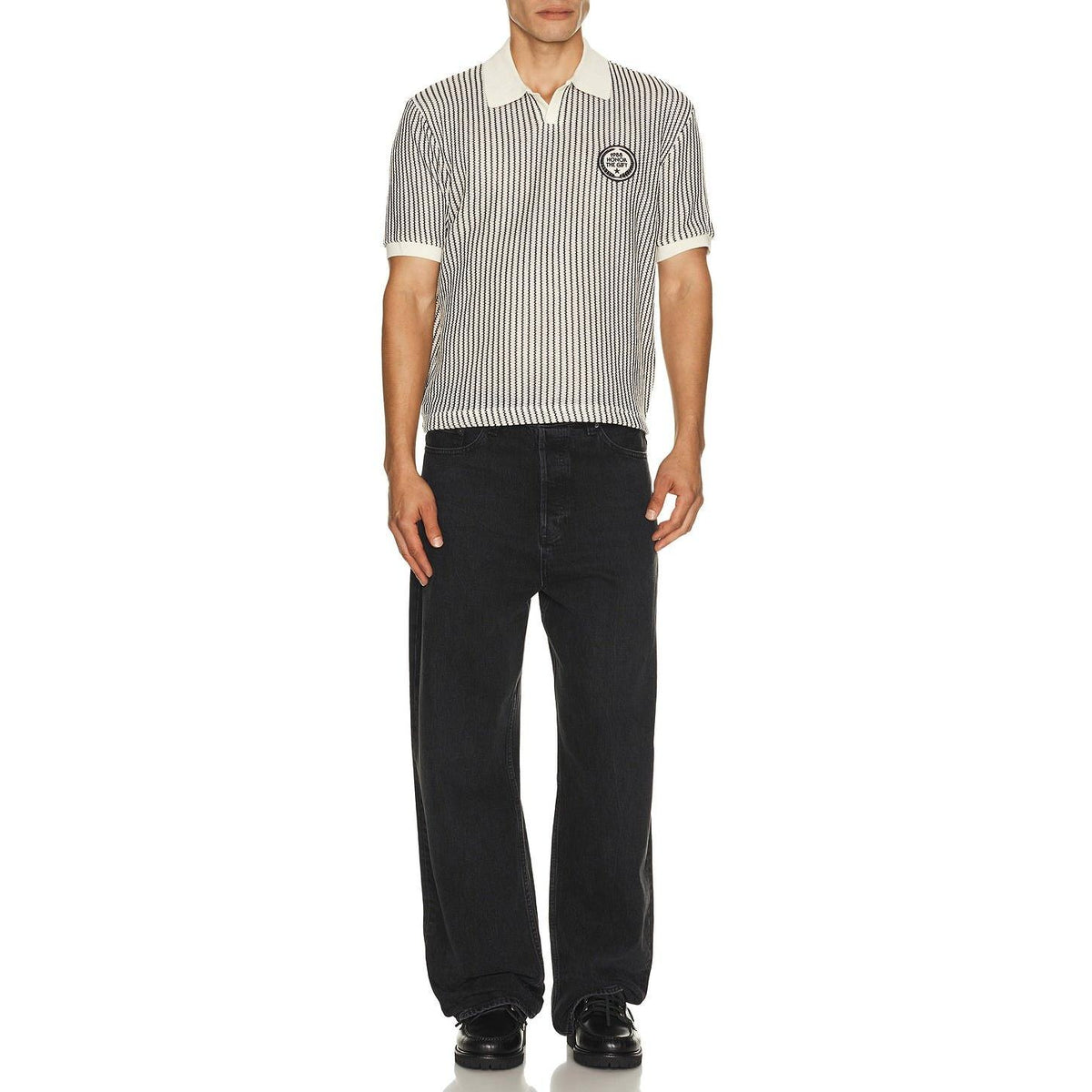 Honor The Gift Striped Knit Polo Bone - Im Your Wardrobe