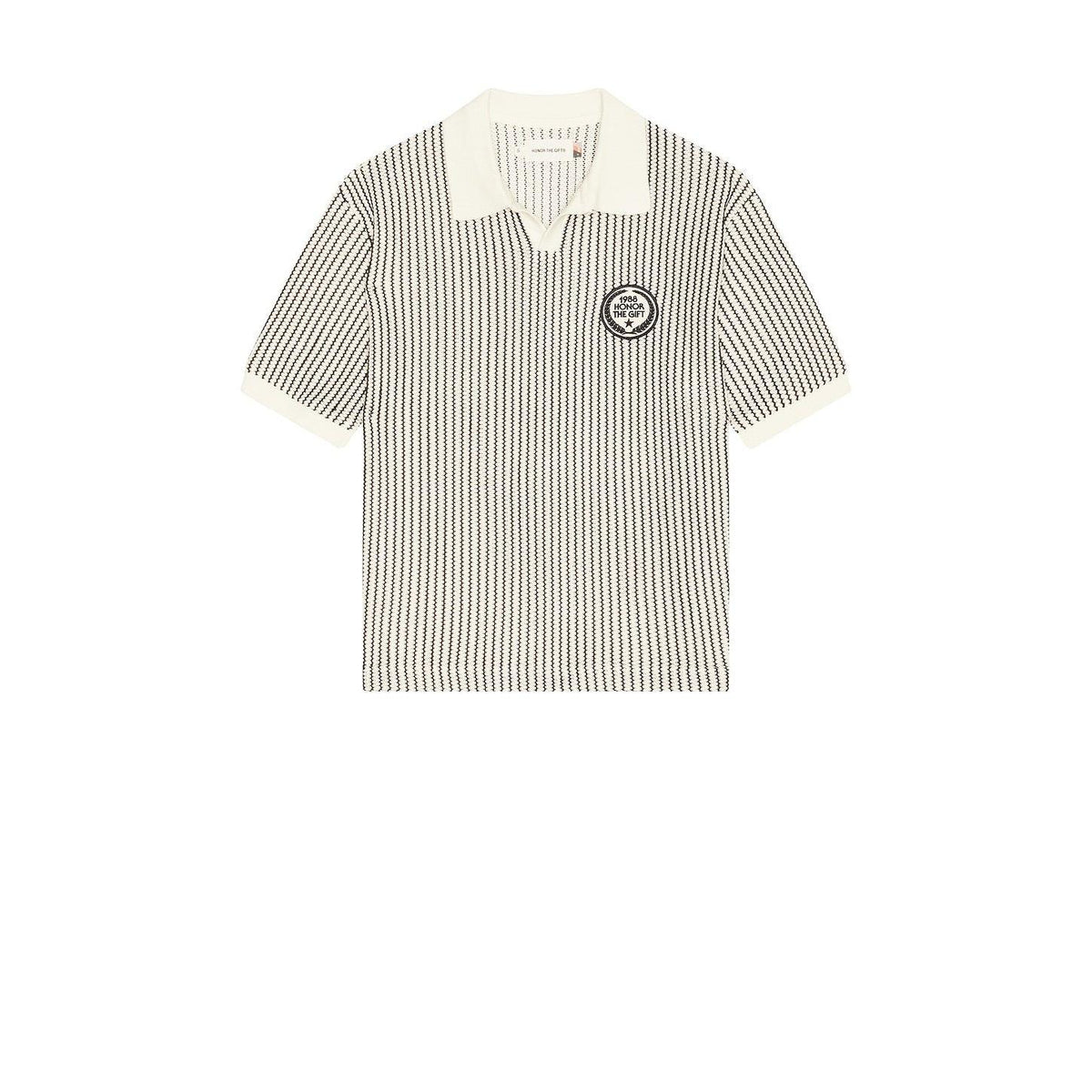Honor The Gift Striped Knit Polo Bone - Im Your Wardrobe