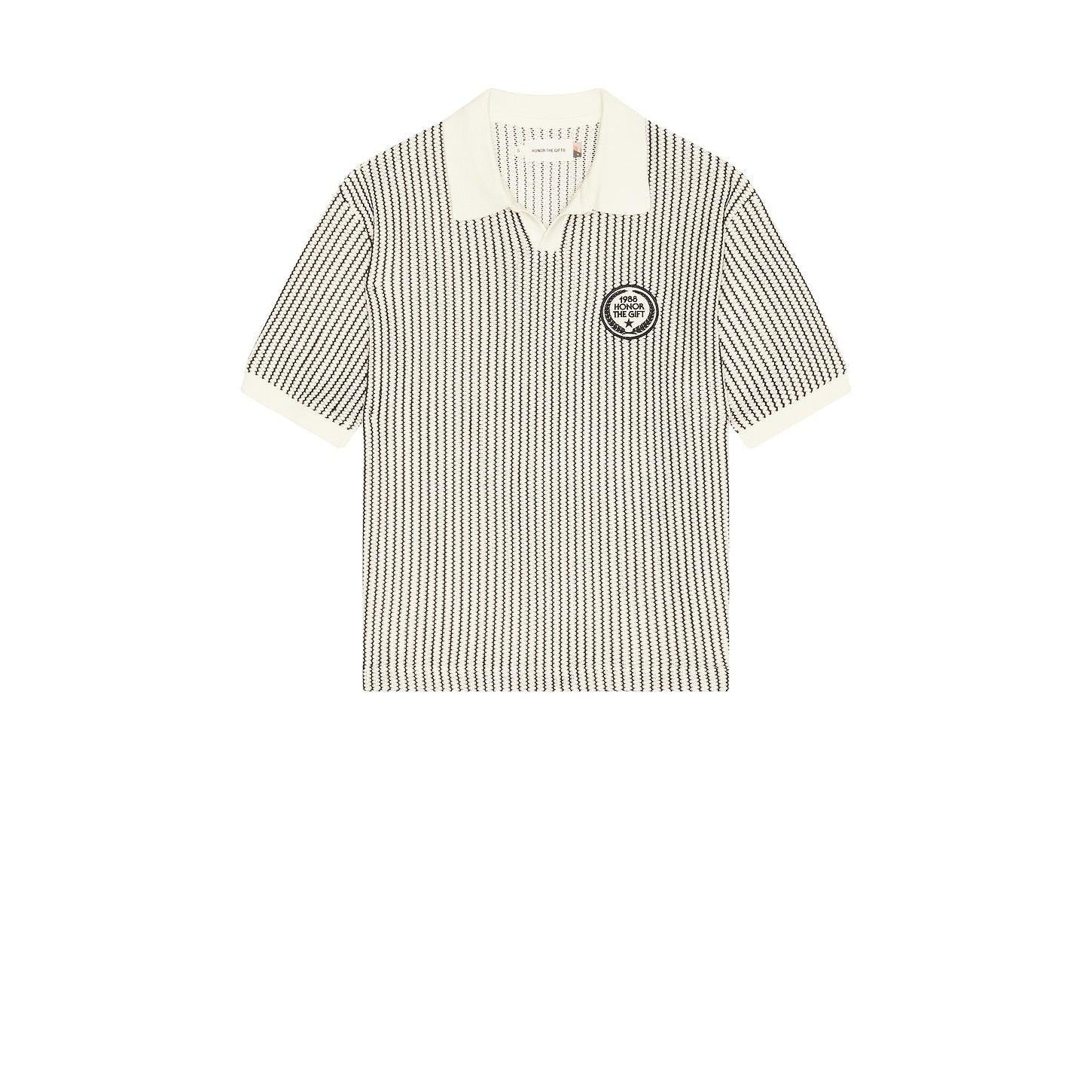 Honor The Gift Striped Knit Polo Bone - Im Your Wardrobe