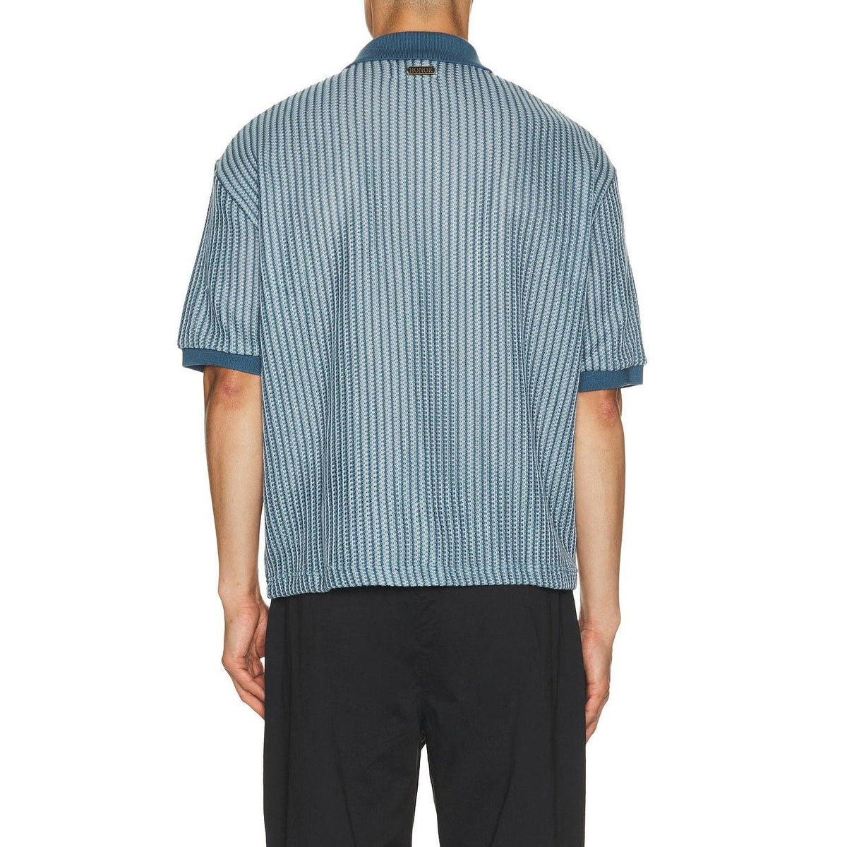 Honor The Gift Striped Knit Polo Indigo - Im Your Wardrobe