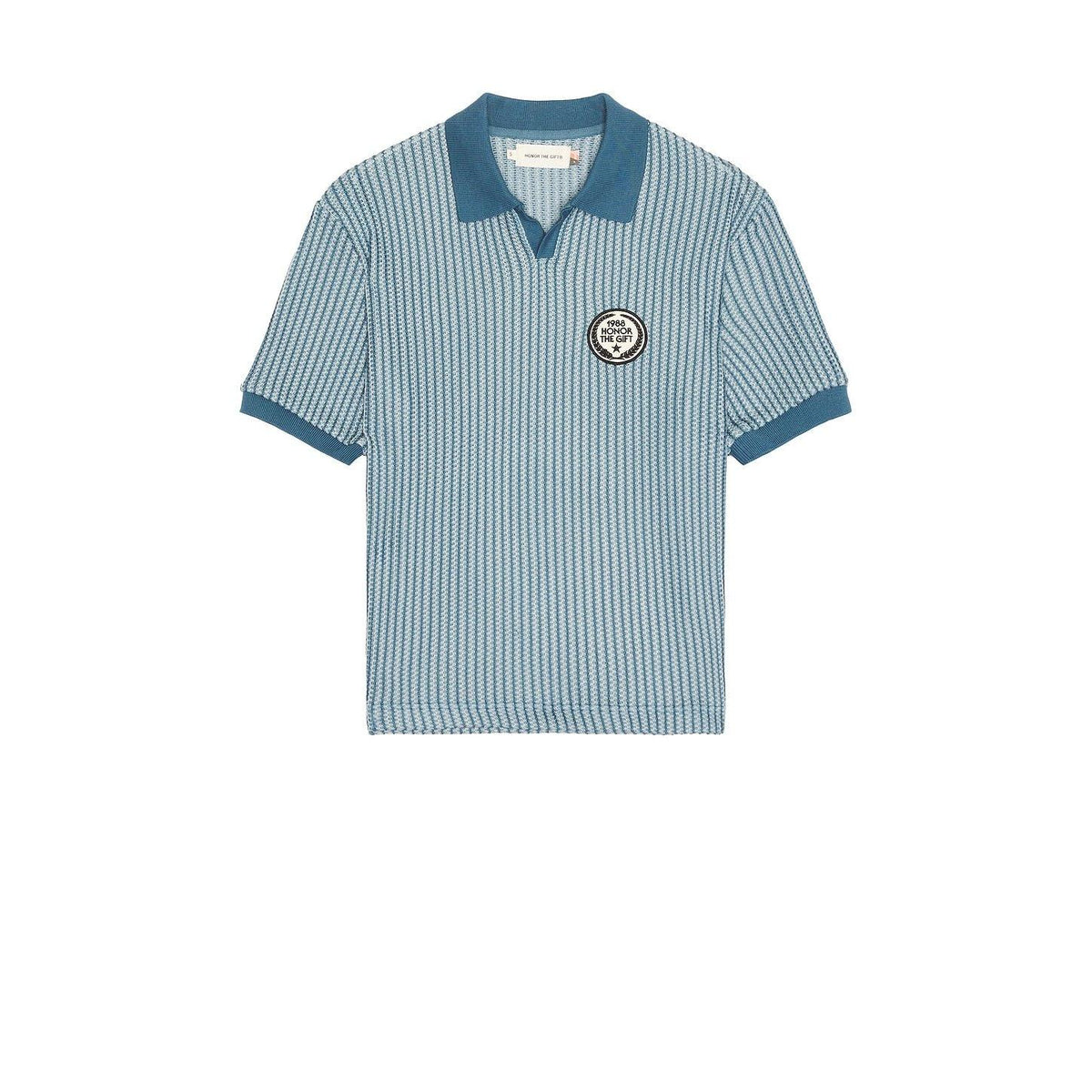 Honor The Gift Striped Knit Polo Indigo - Im Your Wardrobe