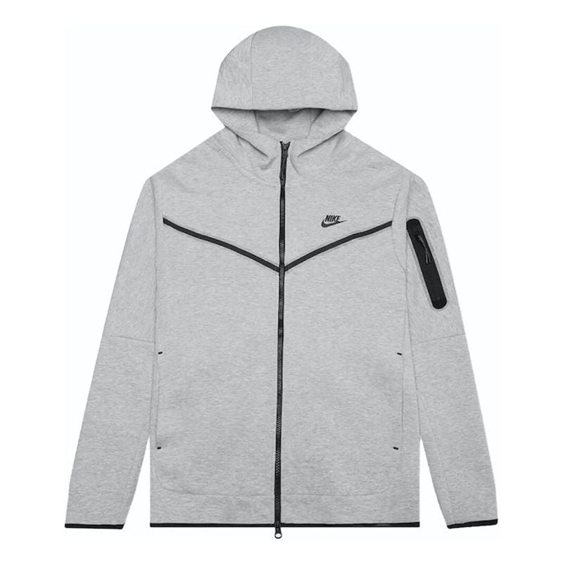 Nike Sportswear Tech Fleece - Full - Zip Hoodie (Heather Grey/Black) - Im Your Wardrobe