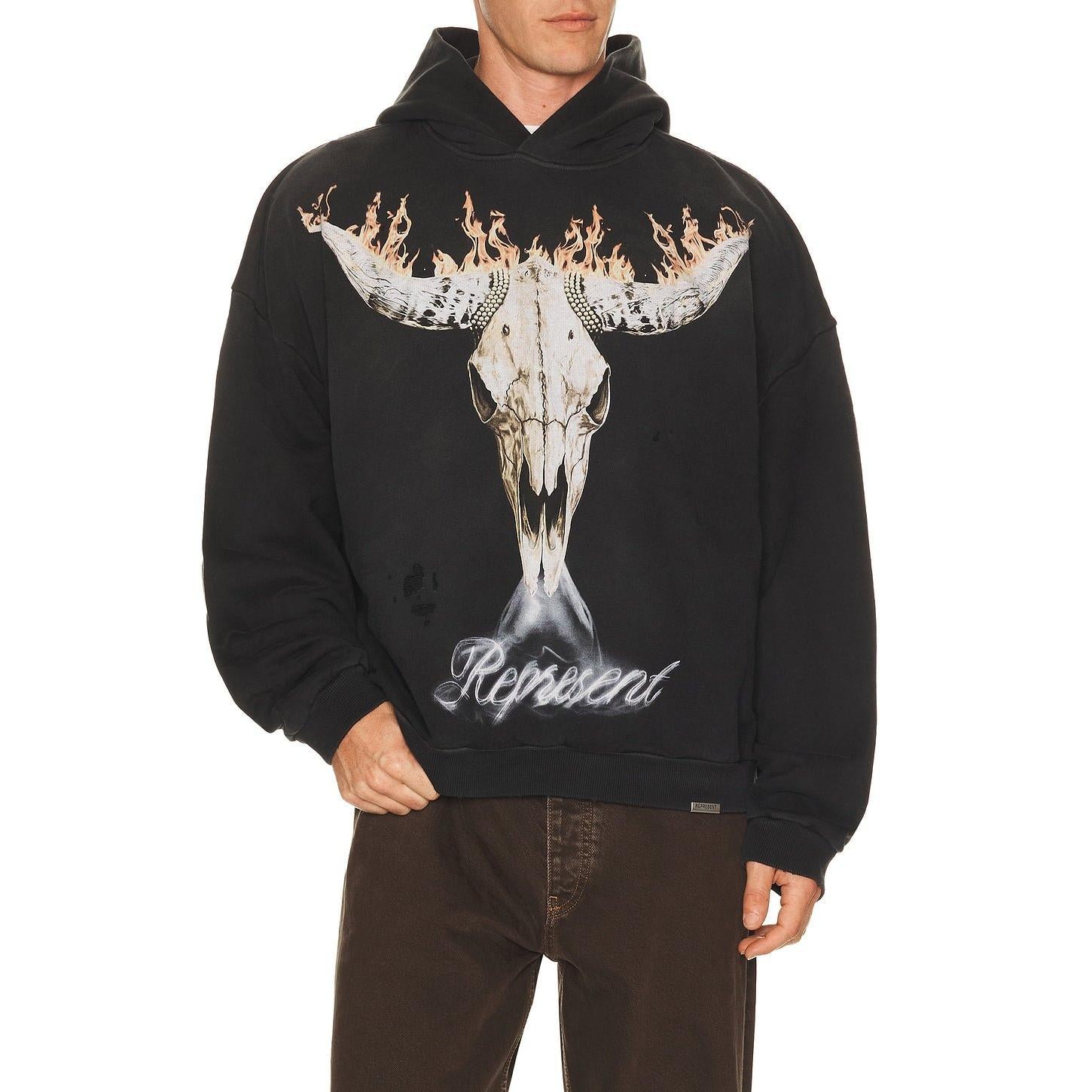 Represent British Cowboys Hoodie Stained Black - Im Your Wardrobe