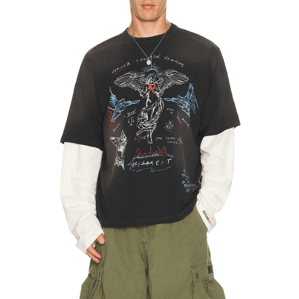Represent Heavier Than The Heavens Long Sleeve Tee Washed Black - Im Your Wardrobe