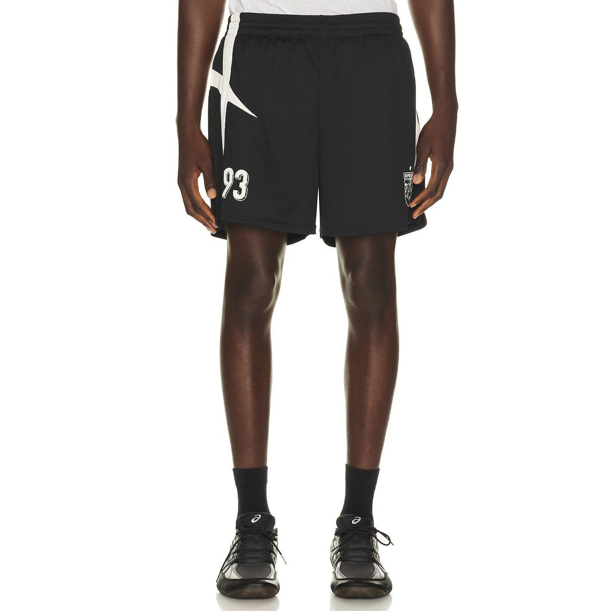Represent Star Football Panelled Shorts Jet Black - Im Your Wardrobe
