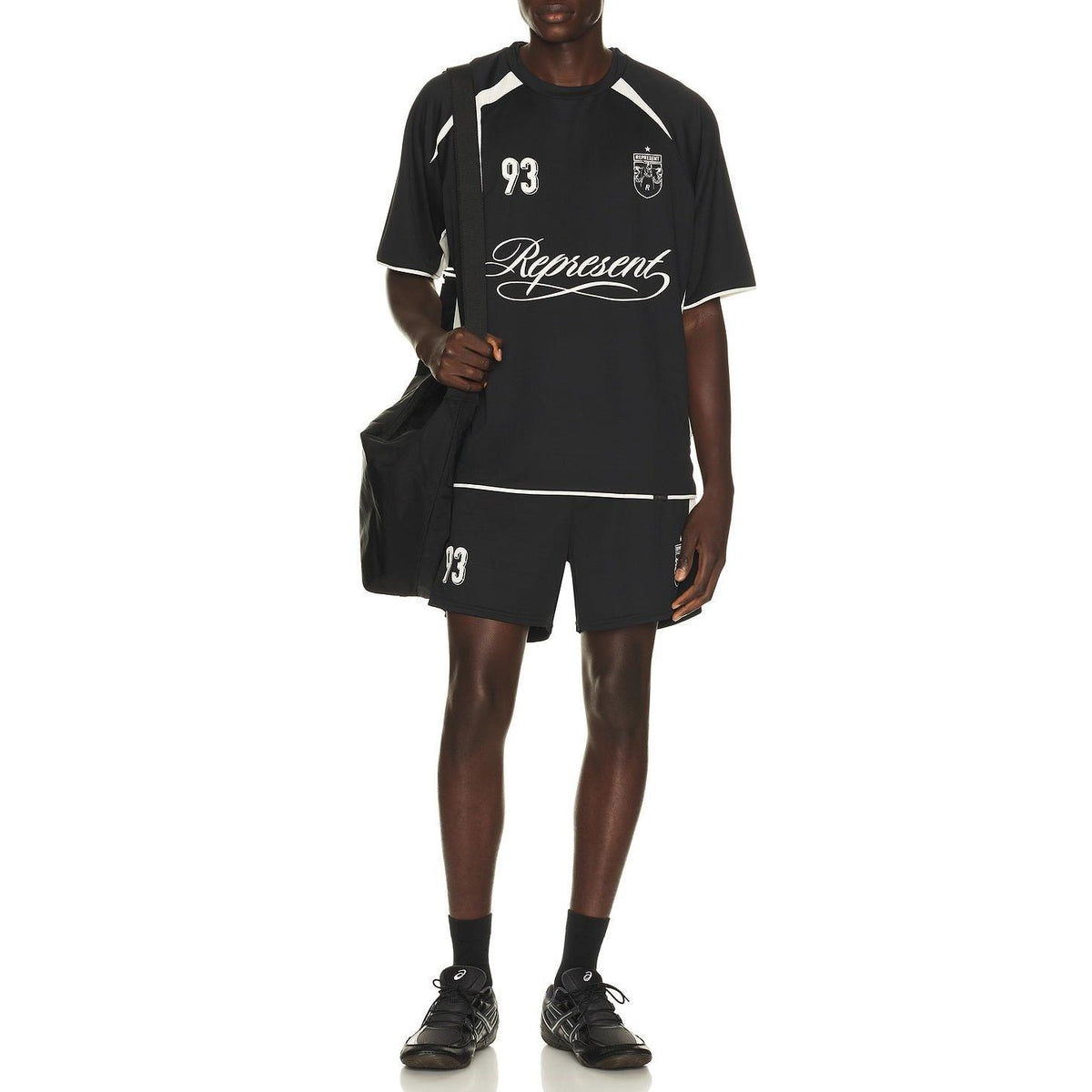 Represent Star Football Panelled Shorts Jet Black - Im Your Wardrobe