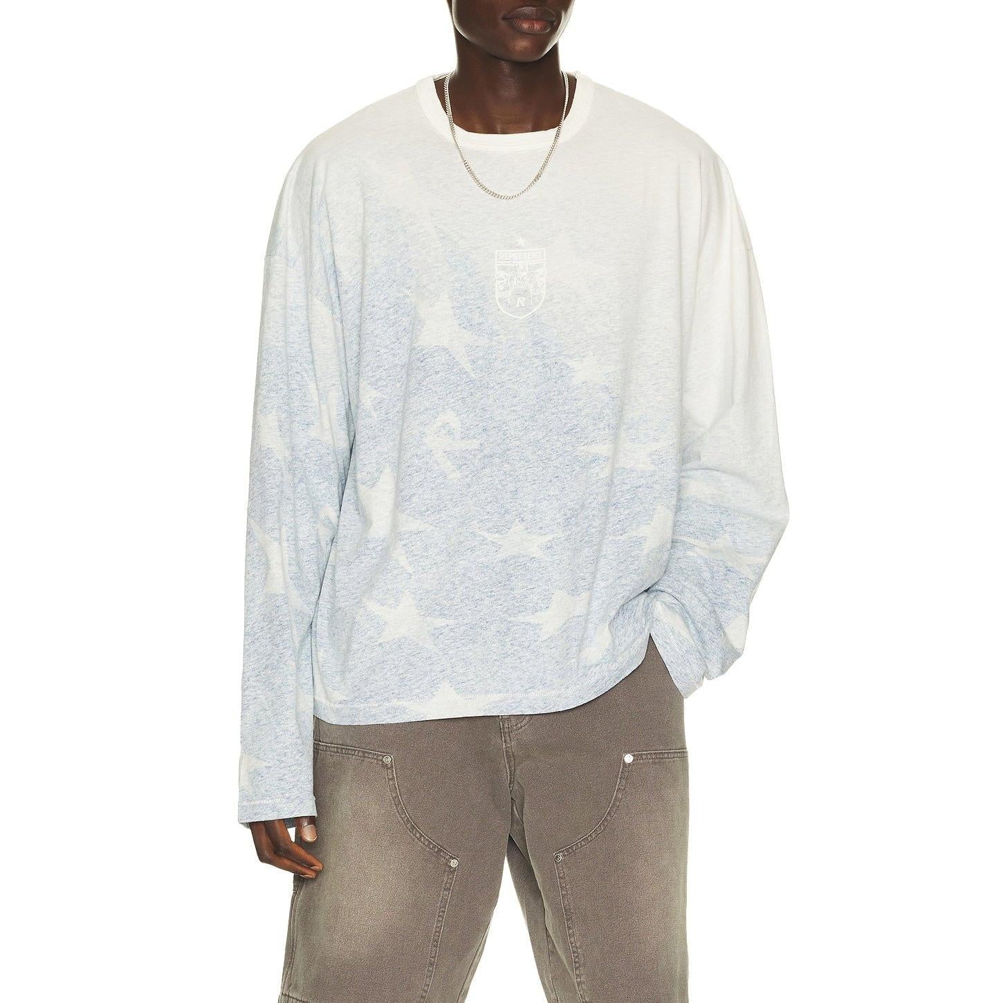 Represent USA Football Long Sleeve Top Washed Blue - Im Your Wardrobe