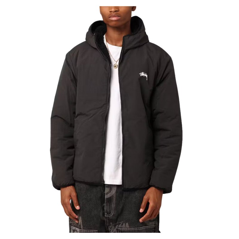 Stussy 8 Ball Reversible Fleece Jacket - Black / Black - Im Your Wardrobe