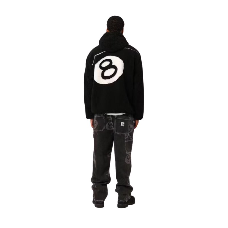 Stussy 8 Ball Reversible Fleece Jacket - Black / Black - Im Your Wardrobe