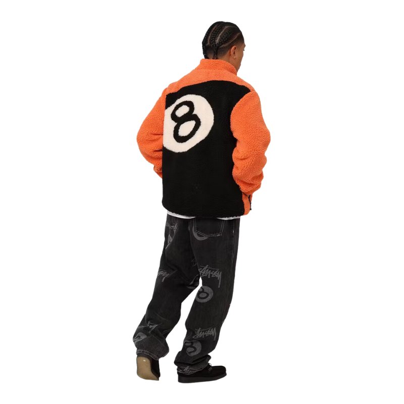 Stussy 8 Ball Reversible Fleece Jacket - Orange - Im Your Wardrobe