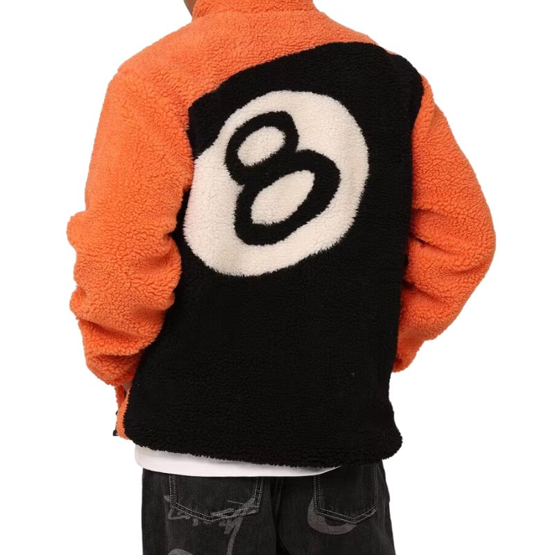 Stussy 8 Ball Reversible Fleece Jacket - Orange - Im Your Wardrobe