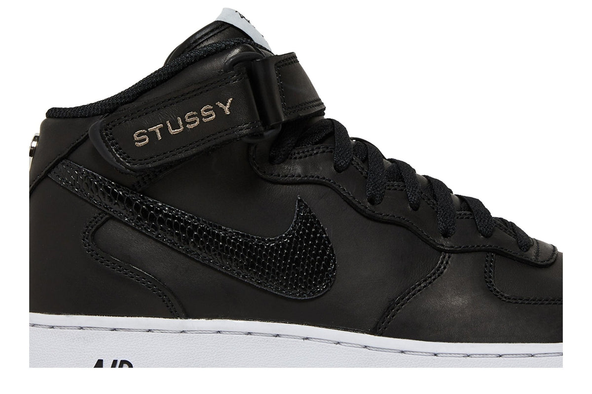 Stussy x Nike Air Force 1 Mid Black Snakeskin - Im Your Wardrobe