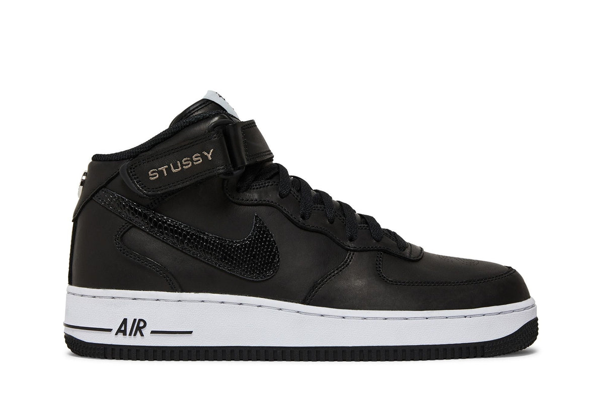 Stussy x Nike Air Force 1 Mid Black Snakeskin - Im Your Wardrobe