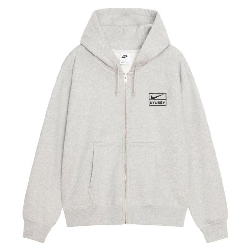 Stussy x Nike Fleece Zip Hoodie (Grey Heather) (SS24) - Im Your Wardrobe