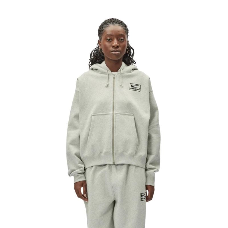 Stussy x Nike Fleece Zip Hoodie (Grey Heather) (SS24) - Im Your Wardrobe