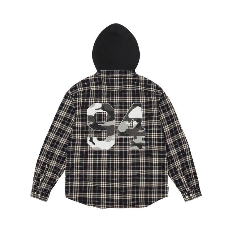 Supreme Appliqué Hooded Flannel Shirt Black - Im Your Wardrobe