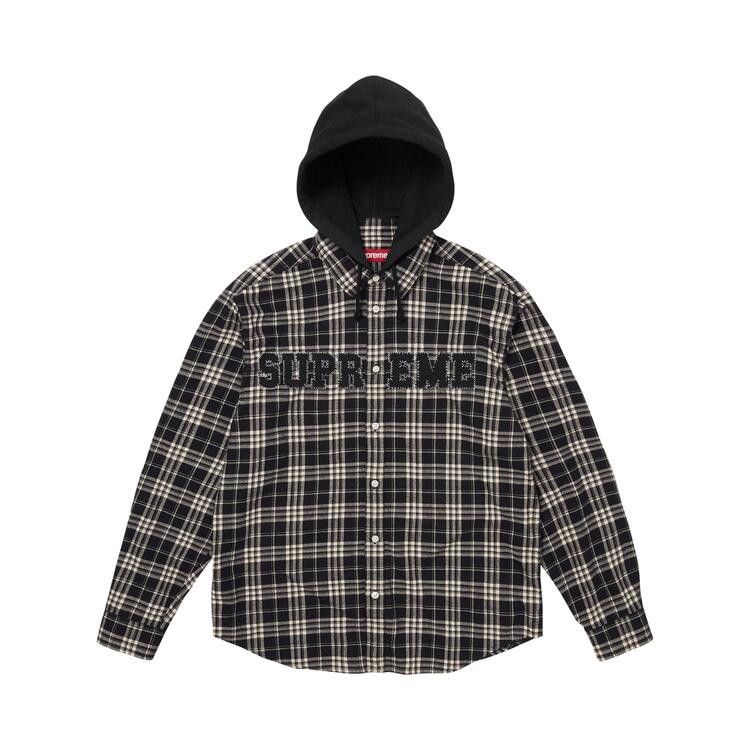 Supreme Appliqué Hooded Flannel Shirt Black - Im Your Wardrobe
