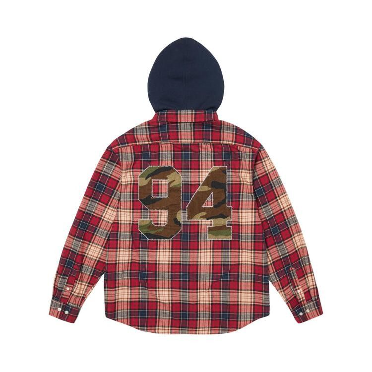 Supreme Appliqué Hooded Flannel Shirt Red - Im Your Wardrobe
