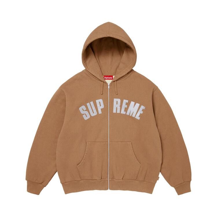 Supreme Arc Thermal Lined Zip Up Hooded Sweatshirt Light Brown - Im Your Wardrobe