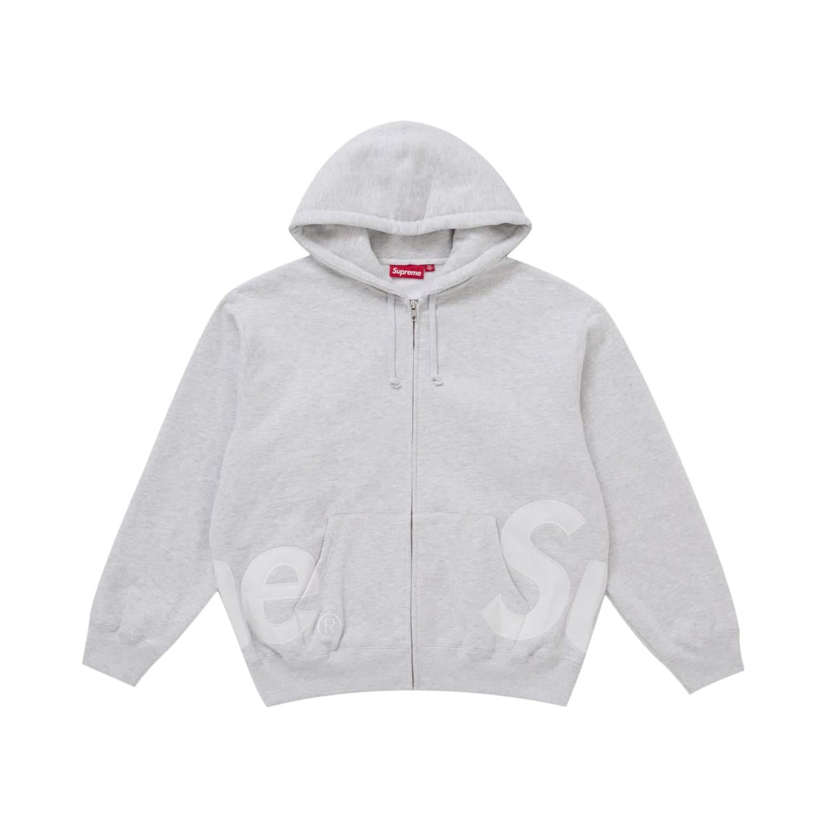 Supreme Big Logo Zip Up Hooded Sweatshirt Ash Grey - Im Your Wardrobe