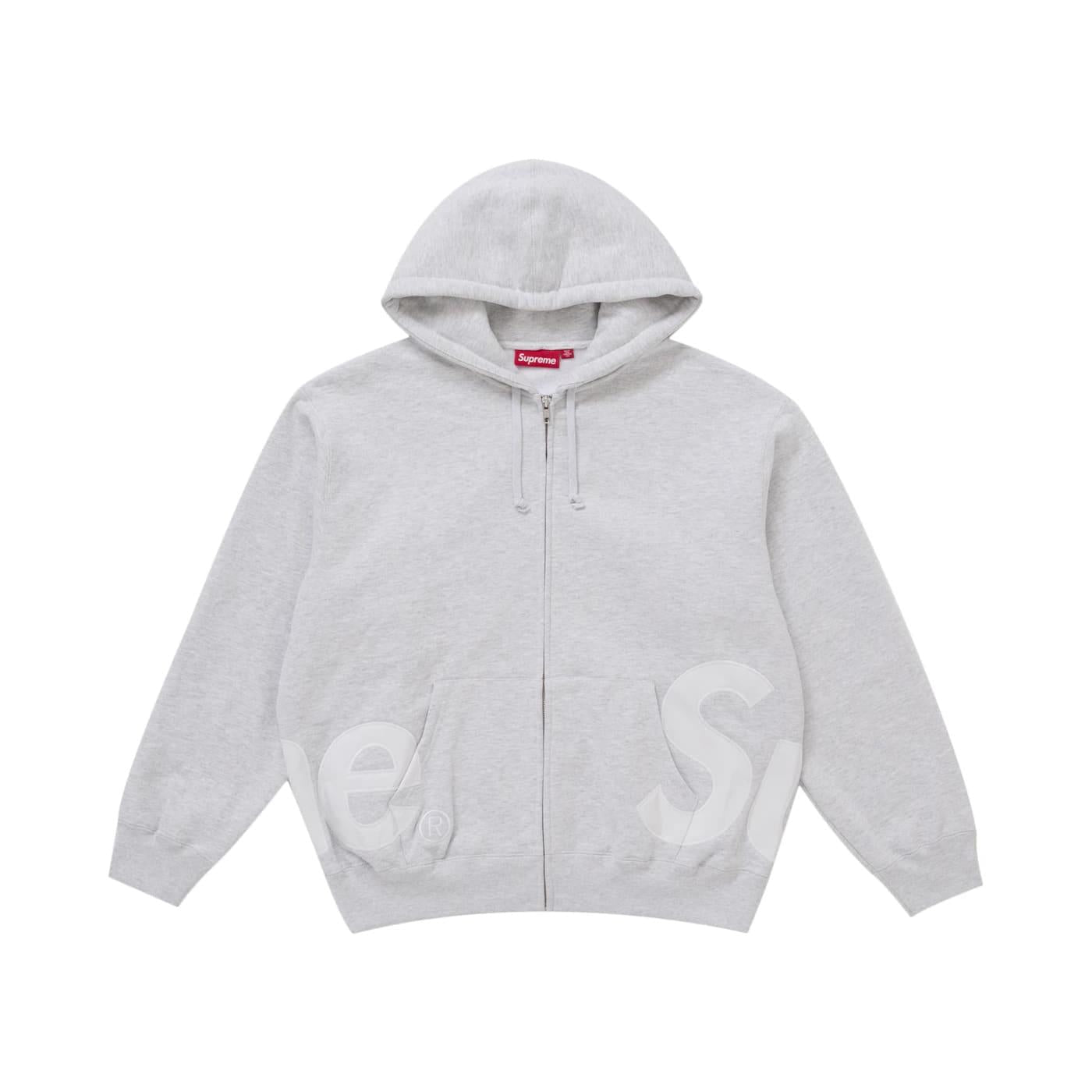 Supreme Big Logo Zip Up Hooded Sweatshirt Ash Grey - Im Your Wardrobe