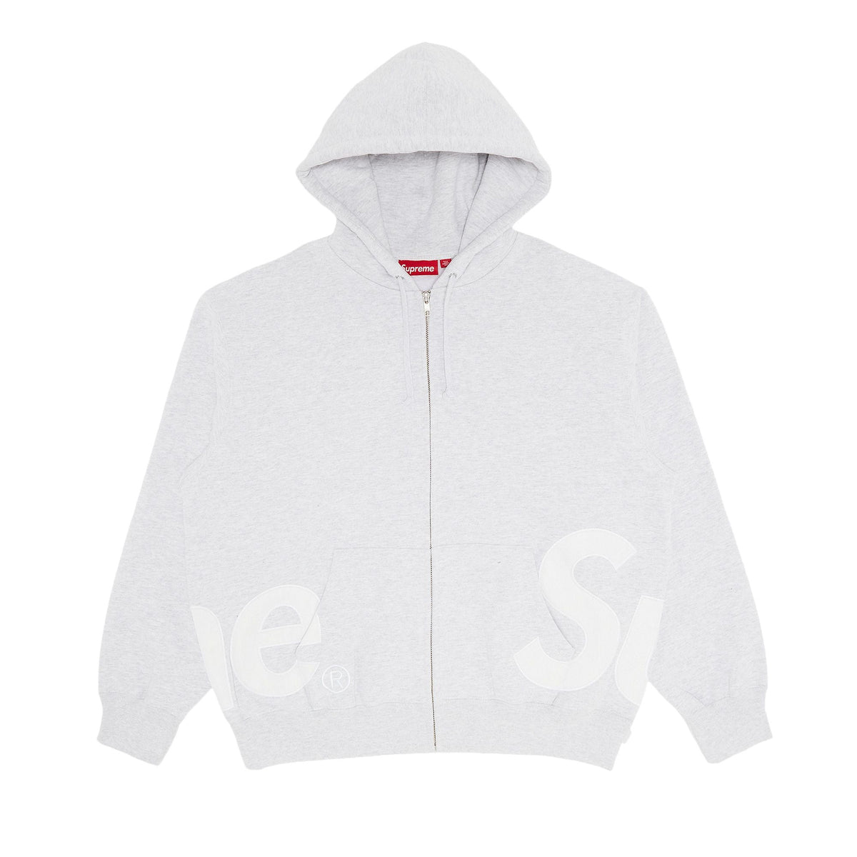 Supreme Big Logo Zip Up Hooded Sweatshirt Ash Grey - Im Your Wardrobe