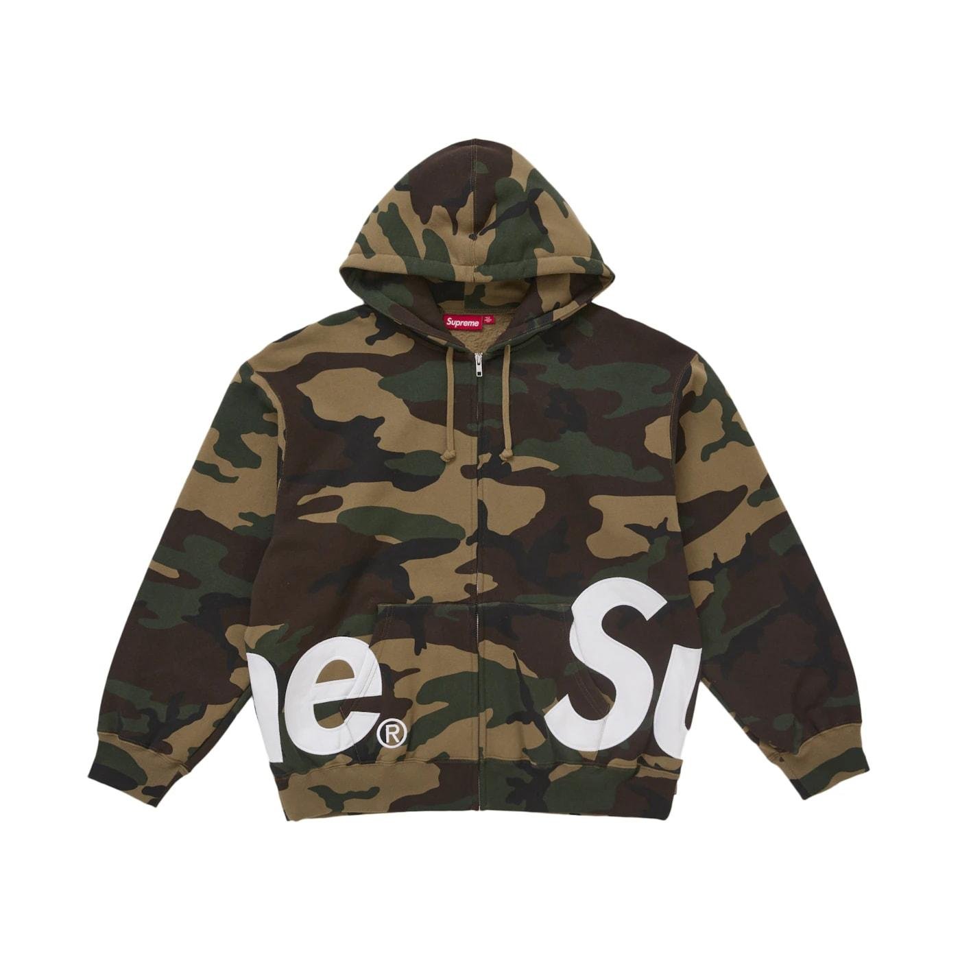 Supreme Big Logo Zip Up Hooded Sweatshirt Woodland Camo - Im Your Wardrobe