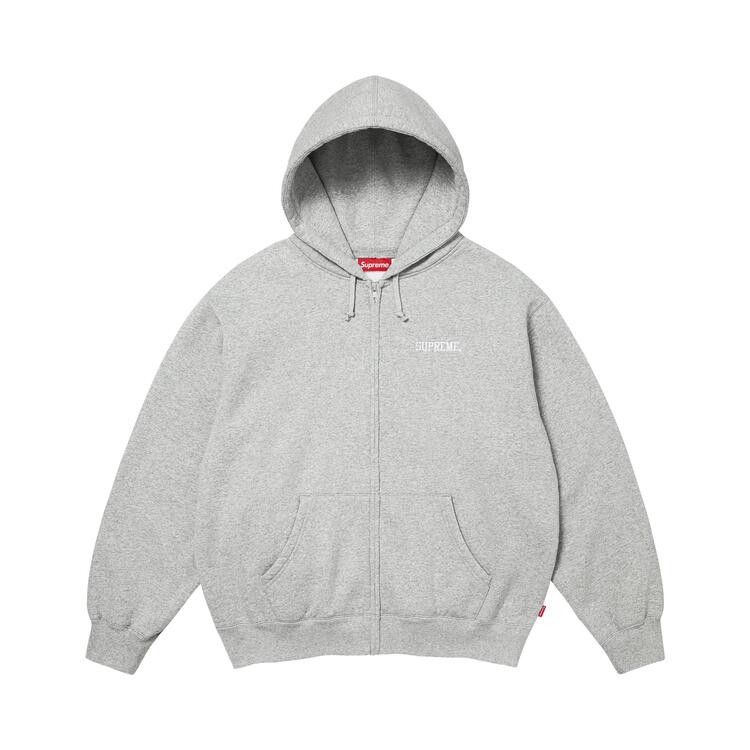 Supreme Blessed Appliqué Zip Up Hooded Sweatshirt Heather Grey - Im Your Wardrobe