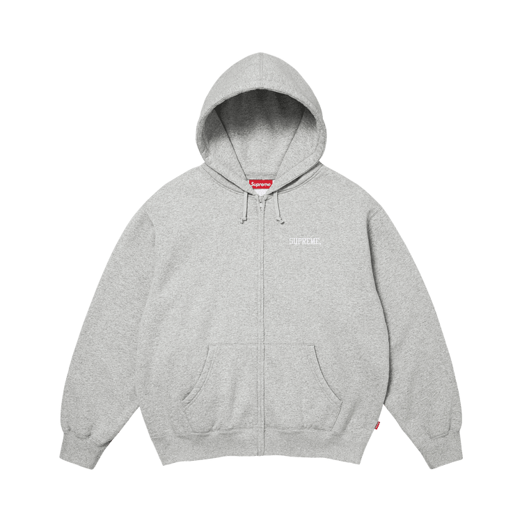 Supreme Blessed Appliqué Zip Up Hooded Sweatshirt Heather Grey - Im Your Wardrobe