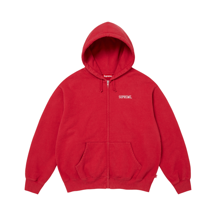 Supreme Blessed Appliqué Zip Up Hooded Sweatshirt Red - Im Your Wardrobe