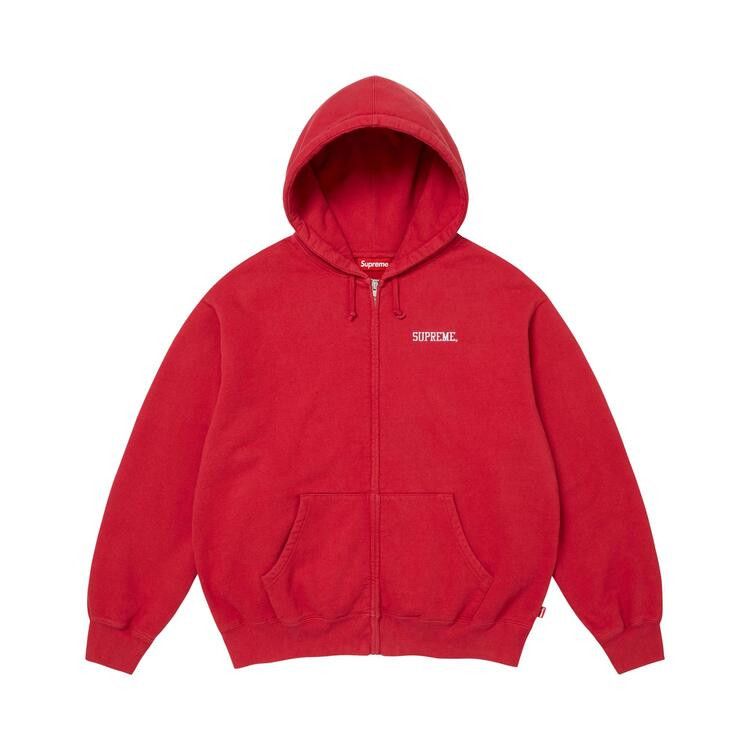 Supreme Blessed Appliqué Zip Up Hooded Sweatshirt Red - Im Your Wardrobe
