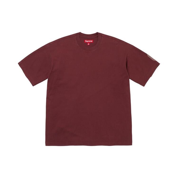 Supreme Checkerboard Intarsia Short-Sleeve Top Burgundy - Im Your Wardrobe