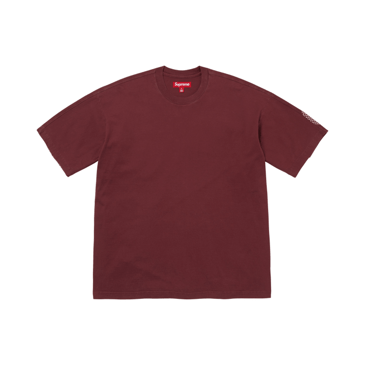 Supreme Checkerboard Intarsia Short-Sleeve Top Burgundy - Im Your Wardrobe