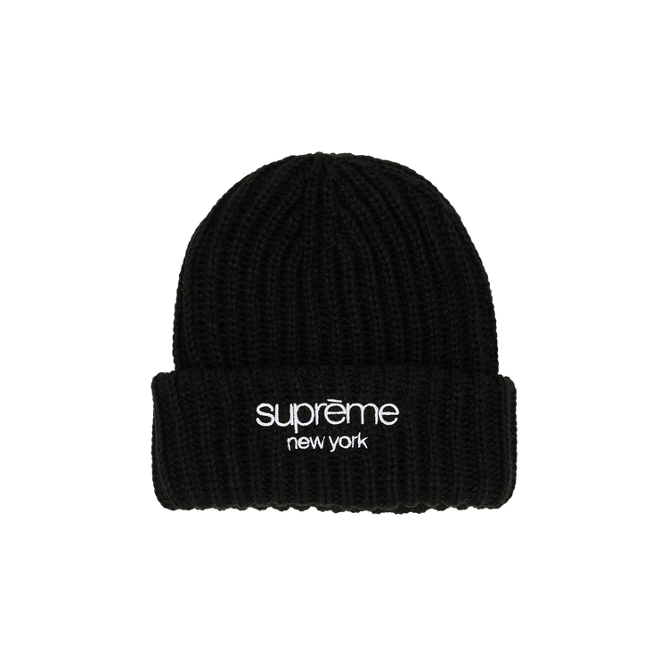 Supreme Classic Logo Chunky Ribbed Beanie Black - Im Your Wardrobe