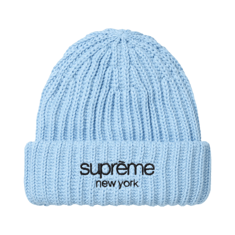 Supreme Classic Logo Chunky Ribbed Beanie (FW26) Light Blue - Im Your Wardrobe