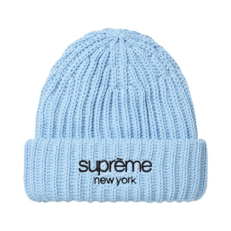 Supreme Classic Logo Chunky Ribbed Beanie (FW26) Light Blue - Im Your Wardrobe