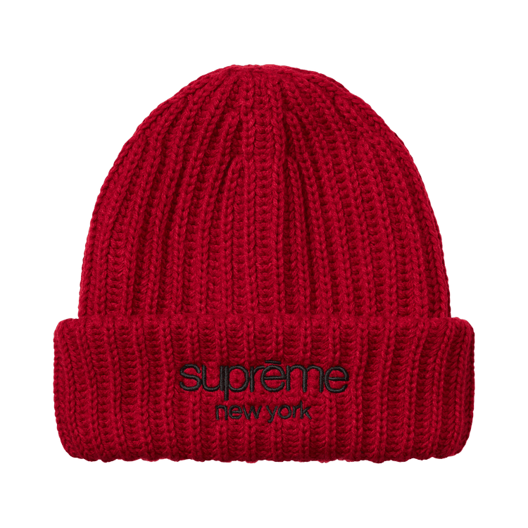Supreme Classic Logo Chunky Ribbed Beanie (FW26) Red - Im Your Wardrobe