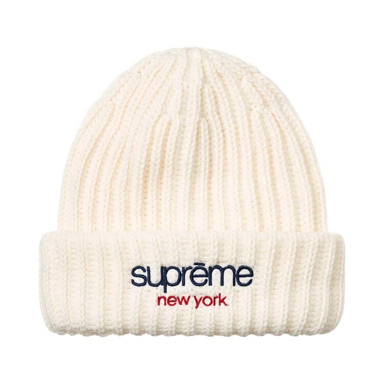 Supreme Classic Logo Chunky Ribbed Beanie (FW26) White - Im Your Wardrobe