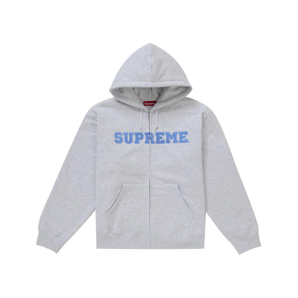 Buy Supreme Collegiate Applique Zip Up Hooded Sweatshirt Ash