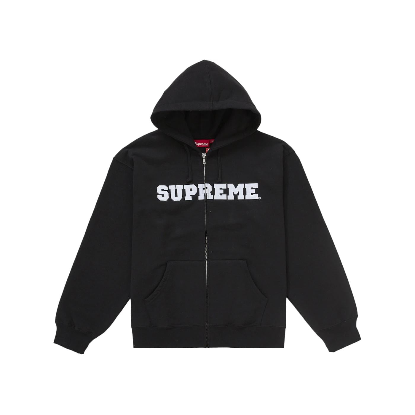 Supreme Collegiate Applique Zip Up Hooded Sweatshirt Black (FW25) - Im Your Wardrobe