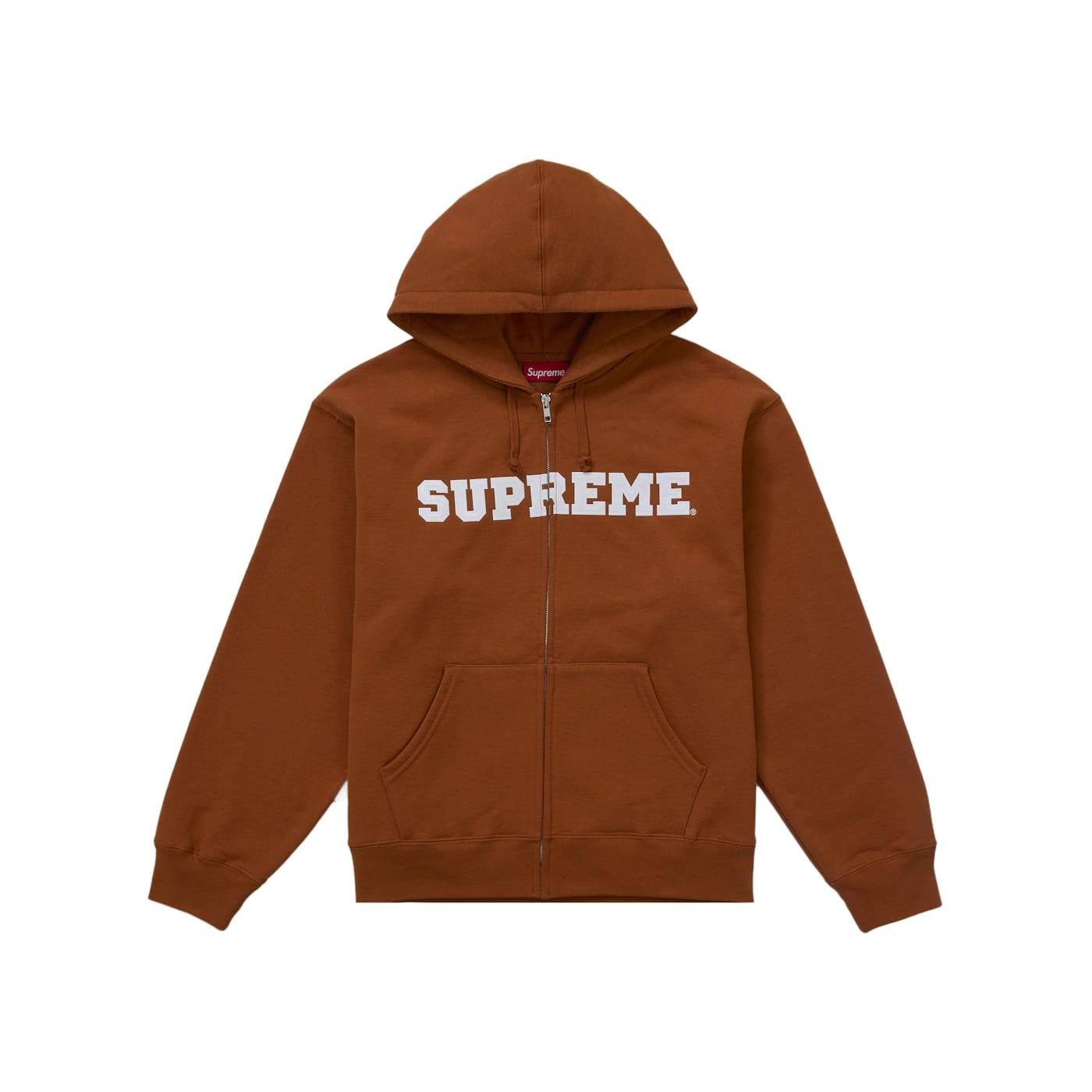 Supreme Collegiate Applique Zip Up Hooded Sweatshirt Rust (FW25) - Im Your Wardrobe