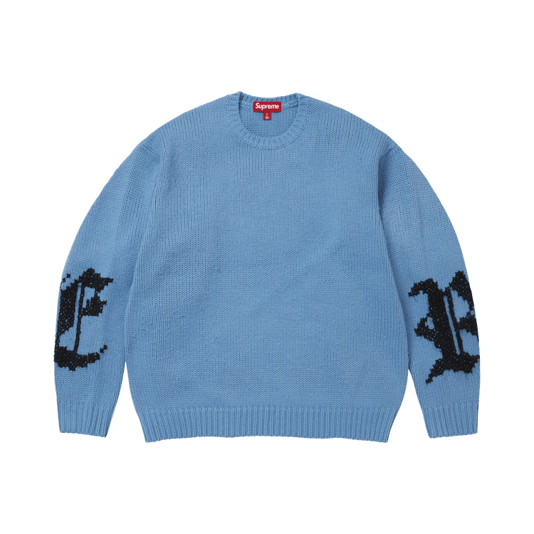 Supreme Cross Stitch Logo Sweater Blue - Im Your Wardrobe