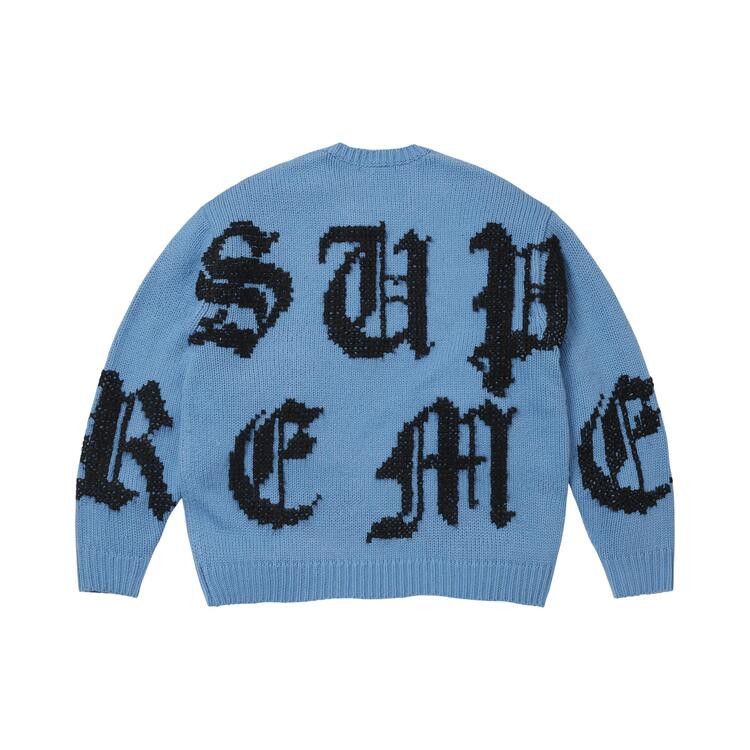 Supreme Cross Stitch Logo Sweater Blue - Im Your Wardrobe