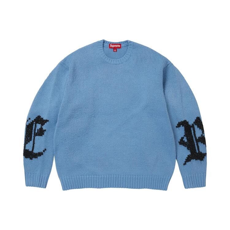 Supreme Cross Stitch Logo Sweater Blue - Im Your Wardrobe