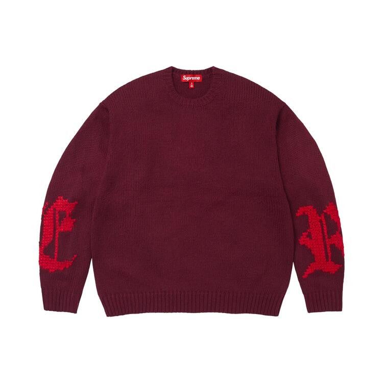 Supreme Cross Stitch Logo Sweater Burgundy - Im Your Wardrobe