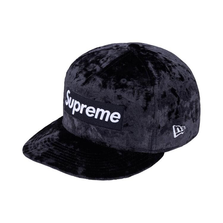 Supreme Crushed Velvet Box Logo New Era (FW26) Navy - Im Your Wardrobe
