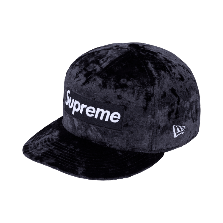 Supreme Crushed Velvet Box Logo New Era (FW26) Navy - Im Your Wardrobe