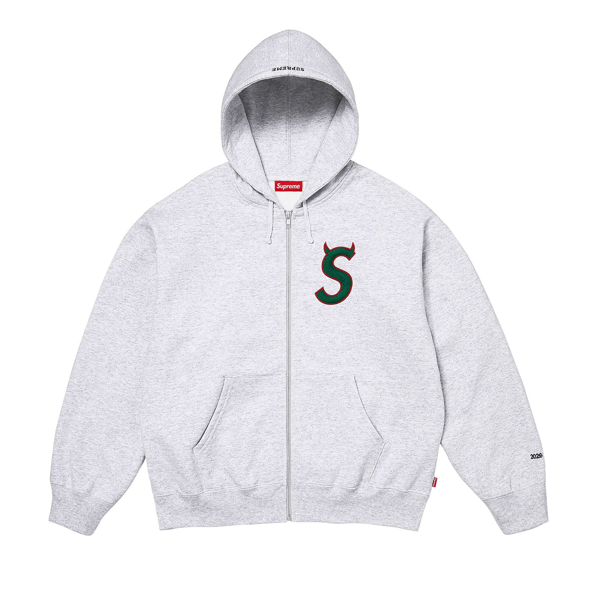 Supreme Devil S Logo Zip Up Hooded Sweatshirt Ash Grey - Im Your Wardrobe