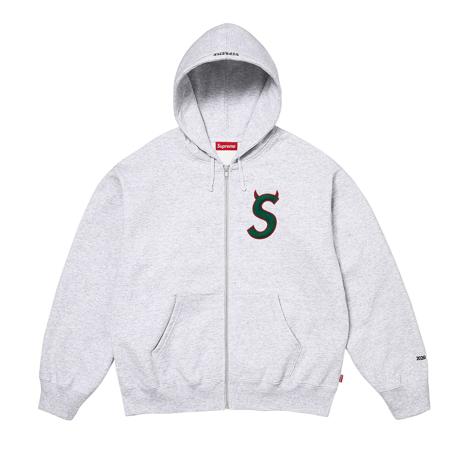 Supreme Devil S Logo Zip Up Hooded Sweatshirt Ash Grey - Im Your Wardrobe