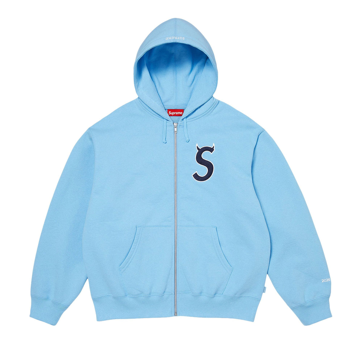 Supreme Devil S Logo Zip Up Hooded Sweatshirt Light Blue - Im Your Wardrobe